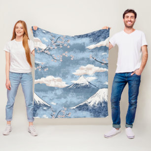 Elegante blaue Alpen-Berg-Wasserfarben-Kunst Fleecedecke