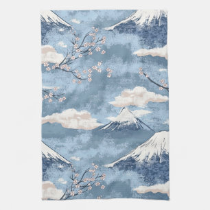Elegante blaue Alpen-Berg-Wasserfarbenkunst Geschirrtuch