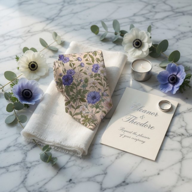 Elegante Blaue Anemonenblüte Krawatte (Von Creator hochgeladen)