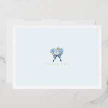 Elegante Blaue Aquarell-Blumen-Goldfolie-Notizkart