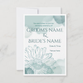 Elegante blaue Aquarell-Blumen-Hochzeitseinladung Einladung
