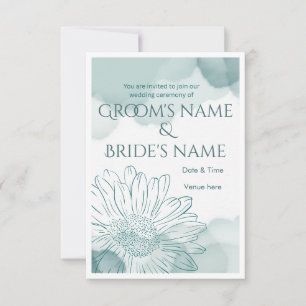 Elegante blaue Aquarell-Blumen-Hochzeitseinladung Einladung