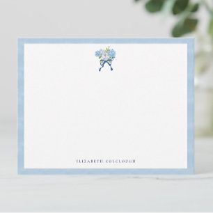 Elegante Blaue Aquarell-Hortensien-Blumen Mitteilungskarte