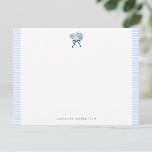 Elegante blaue Aquarell-Hortensien-Notizkarte Mitteilungskarte