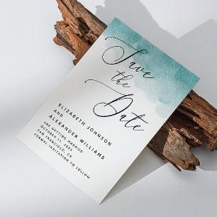 Elegante Blaue Aquarell-Nautik-Schrift Hochzeit Save The Date