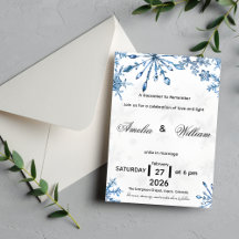 Elegante blaue Aquarell-Schneeflocken-Hochzeitsein