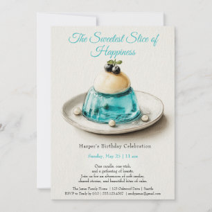 Elegante blaue Aquarell-Torte Geburtstagseinladung Einladung
