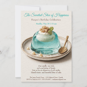 Elegante blaue Aquarell-Torte Geburtstagseinladung Einladung