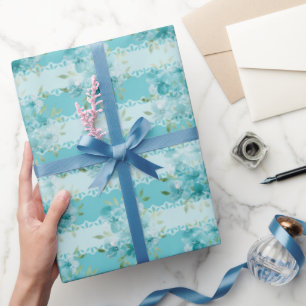 Elegante, blaue Aquarellfelder-Blume Geschenkpapier