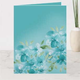 Elegante, blaue Aquarellfelder-Blume Karte