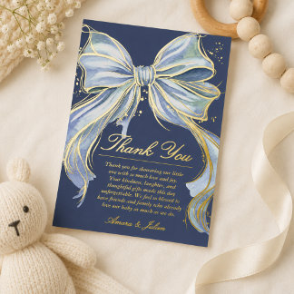 Elegante blaue Baby-Party-Folie-Dankeskarten Folien Feiertagskarte