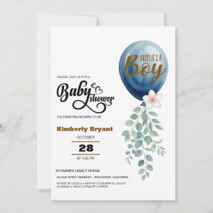 Elegante Blaue Ballon-Baby-Party-Einladung Einladung