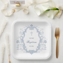 Elegante Blaue Blatt-Crest-Taufe