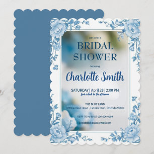 Elegante blaue Blume Chinoiserie-Brautparty Save The Date