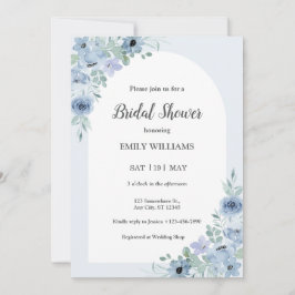 Elegante blaue Blumen Brautparty Einladung