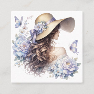 Elegante blaue Blumen Damen Visitenkarte