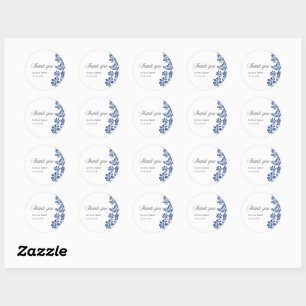 Elegante blaue Blumen Hochzeit im Vintage-Stil  Runder Aufkleber