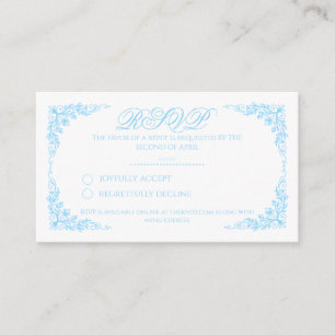Elegante blaue Blumen-Hochzeits-RSVP-Karte Begleitkarte