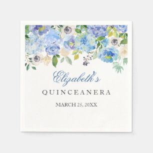 Elegante blaue Blumen-Quinceanera-Serviette Serviette