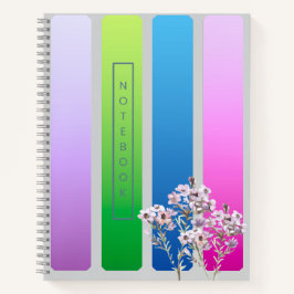 Elegante Blaue Blumenaquarellfarbe Notizbuch