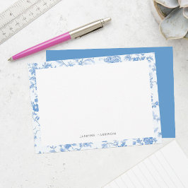 Elegante blaue Blumengrenze französische Toile de  Mitteilungskarte