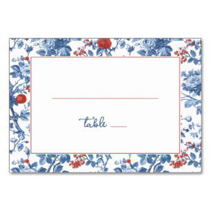 Elegante blaue Blumengrenze Tischnummer