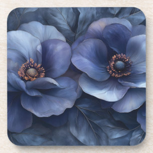 Elegante blaue Blumenkunst mit aufwendigen Details Getränkeuntersetzer