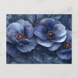 Elegante blaue Blumenkunst mit aufwendigen Details Postkarte