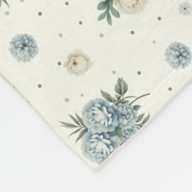 Elegante blaue Blumenmuster Fleecedecke (Ecke)