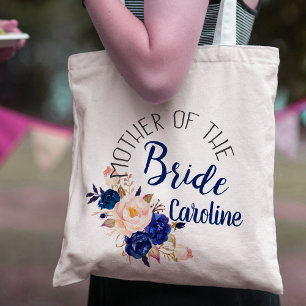 Elegante blaue Blumenmutter der Bride Tote Tasche