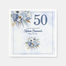 Elegante blaue Blumenparty zum 50. Geburtstag für 