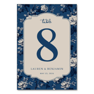 Elegante blaue Blumige Tischnummer