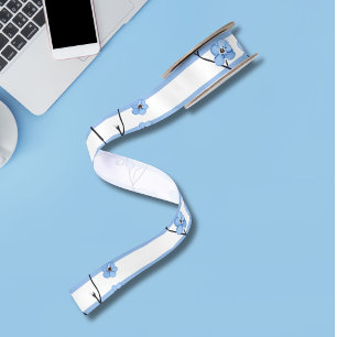Elegante blaue Blüten gestreift Satinband