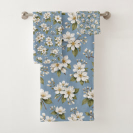 Elegante blaue Blütenblüte Badhandtuch Set