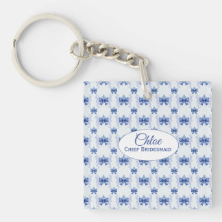Elegante blaue Bogen-Brautparty Schlüsselanhänger