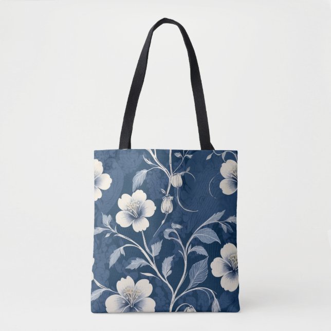 Elegante blaue botanische Flora (Vorderseite)