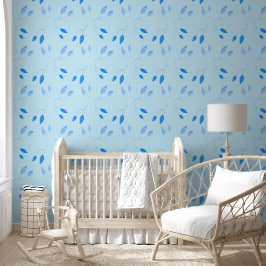 Elegante blaue botanische Peel-and-Stick-Wanddekor Tapete