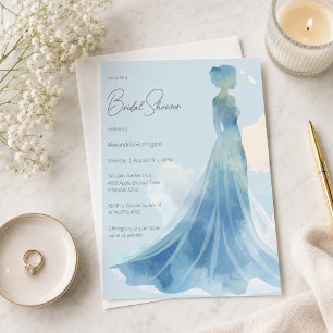 Elegante blaue Braut-Silhouette-Junggesellinnen-Ab Einladung