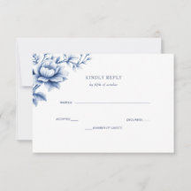 Elegante blaue Chinoiserie-Blumen-Botanical-Hochze