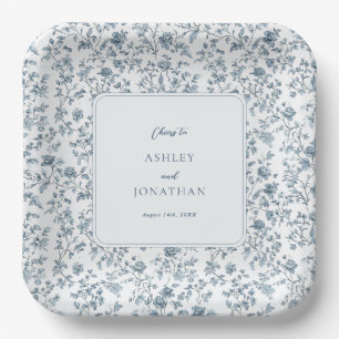 Elegante blaue Chinoiserie-Hochzeit Pappteller