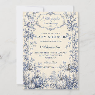 Elegante Blaue Chinoiserie-Kleiner-Kürbis-Baby-Sho Einladung