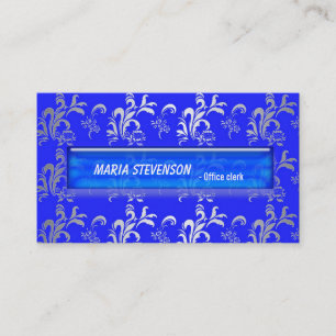 Elegante blaue Damast Visitenkarte
