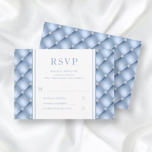 Elegante blaue Diamant-Tuft-Hochzeit RSVP Karte
