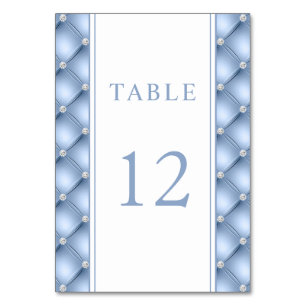 Elegante blaue diamantbestickte Hochzeit Tischnummer