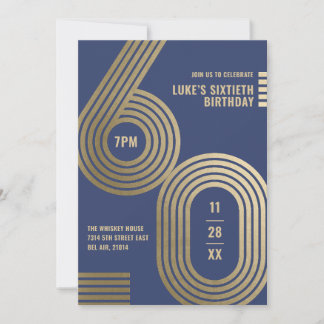 Elegante Blaue Einladung zum 60. Geburtstag