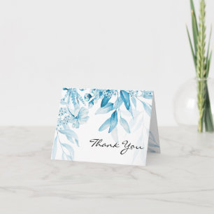 Elegante blaue Fine-Art-Blumen-Dankeskarte Dankeskarte