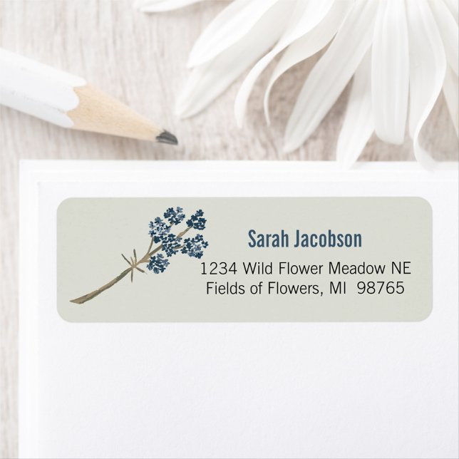 Elegante Blaue Flora Botanische Geschichten (Elegant Blue Floral Botanical Stationery Label from Studio Posies.)