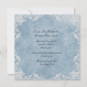 Elegante blaue Flora Damast Hochzeit Einladung