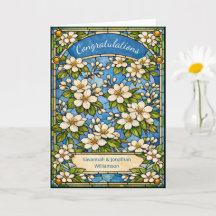 Elegante blaue floral Hochzeitsgratulationen