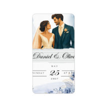Elegante blaue Floral Save-the-Date-Karte |